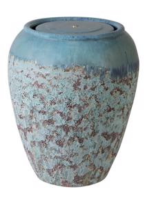 Glazed Ceramic Ishim Round Fountain - Falling Green/Angkor Green Mist